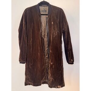 Beate Heymann Street Couture Brown Velvet Longline Bomber Jacket Coat Womens